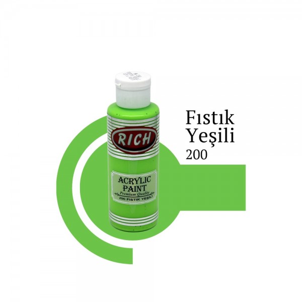 Rich Akrilik Boya 200-Fıstık Yeşili (120 cc) Rich Akrilik Boya 200-Fıstık Yeşili (120 cc)